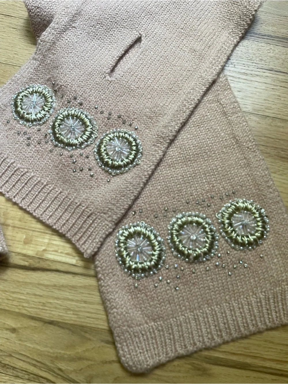 NWT Beaded Peach Scarf and Hat